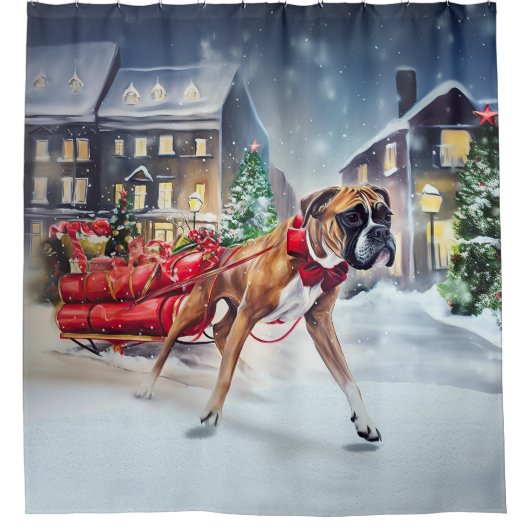 Rideaux De Douche Saison Festive de Noël de Boxer (Devant)