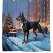 Rideaux De Douche Saison Festive de Noël Doberman (Devant)