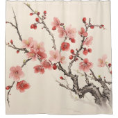 Rideaux De Douche Sakura en fleurs peinture traditionnelle (Devant)