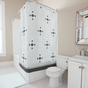Rideaux De Douche Salle de bain carrelée Hexagon 4 branches gris