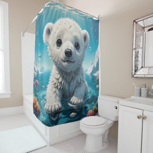 Rideaux De Douche Salle de bain de l'ours polaire (En situation)