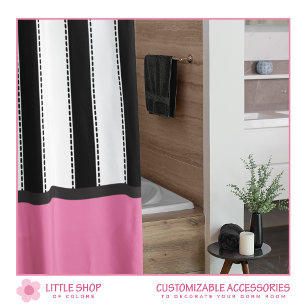 Rideaux De Douche Salle de bain privée moderne rose et noir