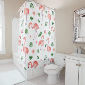Rideaux De Douche Salle de bain Tropical Pink Flamingo (En situation)
