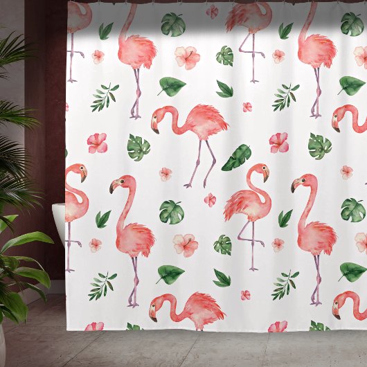 Rideaux De Douche Salle de bain Tropical Pink Flamingo