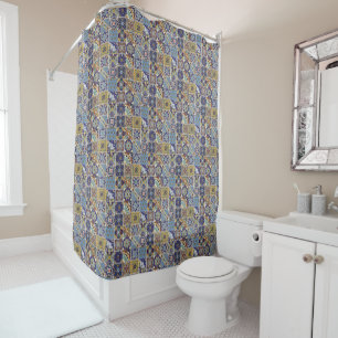 Rideaux De Douche Salle de bains colorée de style Talavera Sud-Ouest
