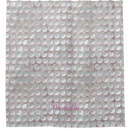 Rideaux De Douche Salle de bains nacrée rose de paillettes (Devant)