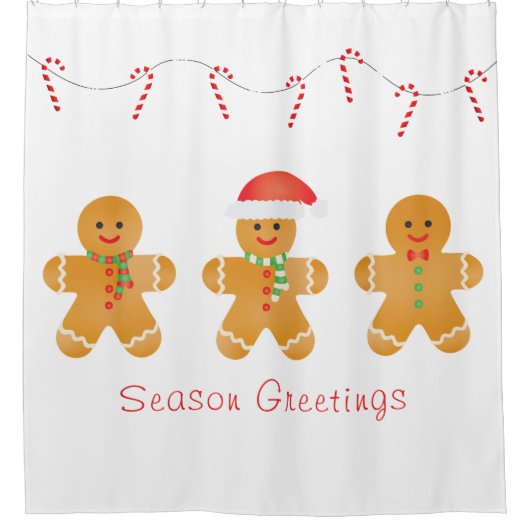 Rideaux De Douche Salutations de saison Gingerbread Hommes (Devant)