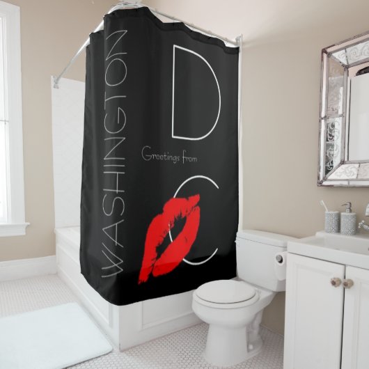 Rideaux De Douche Salutations de Washington DC Red Lipstick Kiss (En situation)
