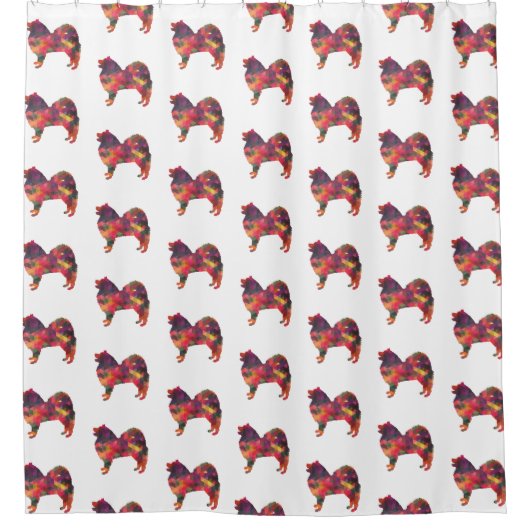 Rideaux De Douche Samoyé race de chien Geo Silhouette Multi (Devant)