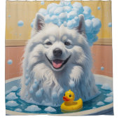 Rideaux De Douche Samoyé Sloppy Sleepy mignon drôle (Devant)