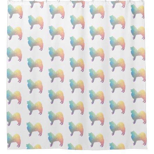 Rideaux De Douche Samoyed dog breed geo silhouette pastel (Devant)