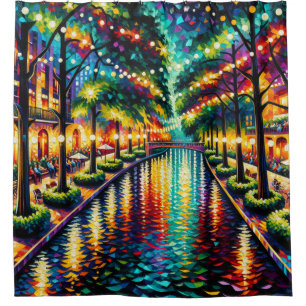 Rideaux De Douche "San Antonio Riverwalk : l'ambiance de Noël"