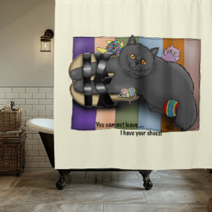 Rideaux De Douche Sandales de chats à air court britanniques drôle m