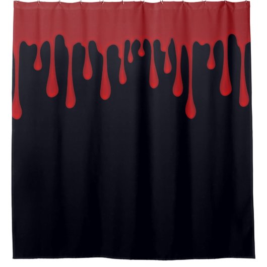 Rideaux De Douche Sang qui goutte Rouge Noir Halloween Dégoulinades (Devant)