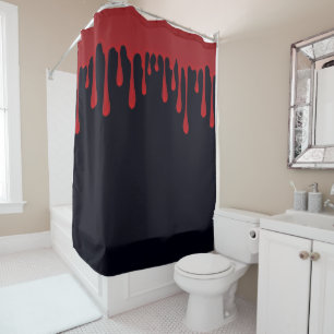 Rideaux De Douche Sang Rouge qui Dégouline Noir Halloween Gouttes