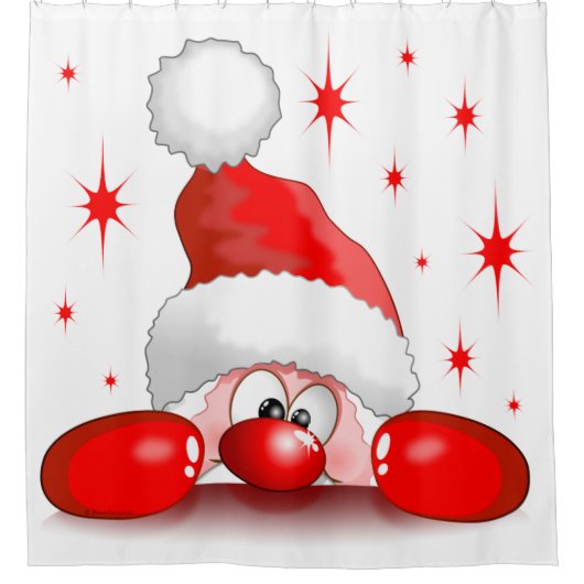 Rideaux De Douche Santa Cartoon Cute Peeking Character © BluedarkArt (Devant)