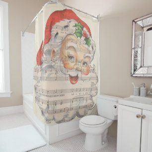 Rideaux De Douche Santa Claus de la musique vintage
