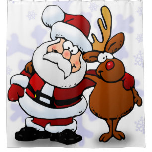 RIDEAUX DE DOUCHE SANTA CLAUS ET RUDOLPH