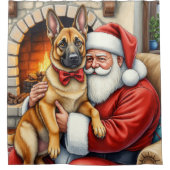 Rideaux De Douche Santa Claus Holding Belgian Malinois Christmas Art (Devant)