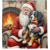 Rideaux De Douche Santa Claus Holding Bernese Mountain Dog Christmas (Devant)