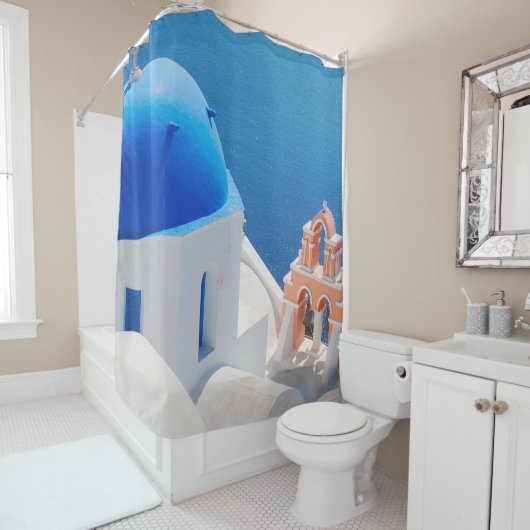 Rideaux De Douche Santorin, île grecque (En situation)