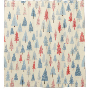 Rideaux De Douche Sapin de Noël en bois scandinave motif
