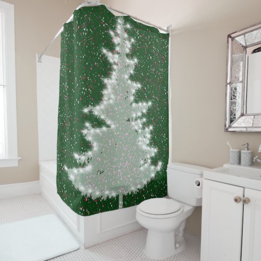 Rideaux De Douche Sapin de Noël Enchanted Winter Glow (En situation)