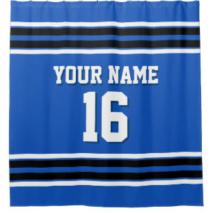 Rideaux De Douche Sapphire Bleu Noir Blancs Sports Jersey