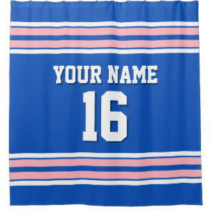 Rideaux De Douche Sapphire bleu rose blanc rayures Sports Jersey