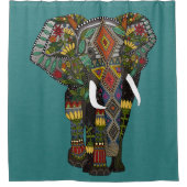 Rideaux De Douche sarcelle d'hiver florale d'éléphant (Devant)