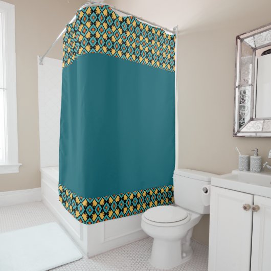 Rideaux De Douche Sarcelle foncée jaune (En situation)