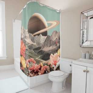 Rideaux De Douche Saturne surréaliste au-dessus de la vallée de la m