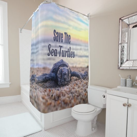 Rideaux De Douche Sauvez les tortues marines (En situation)