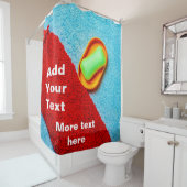 Rideaux De Douche Savon vert rouge Scrubber bleu serviette personnal (En situation)