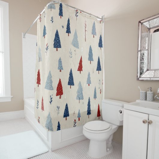 Rideaux De Douche Scandinavian Winter Forest Pattern (4) (En situation)