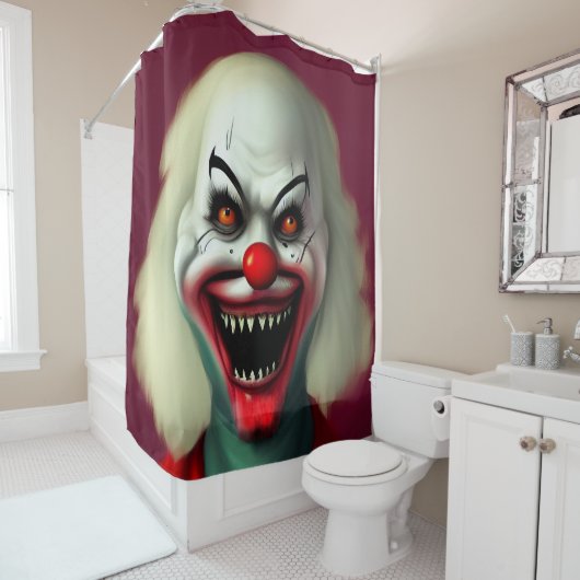 Rideaux De Douche scary clown horror portrait de monstre halloween (En situation)
