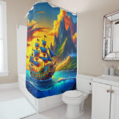 Rideaux De Douche Scène Artsy Ship (En situation)