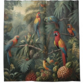 Rideaux De Douche Scène botanique de perroquets et ananas (Devant)