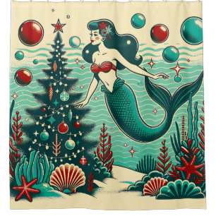 Rideaux De Douche "Scène de Fêtes de sirène lunatique"