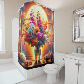 Rideaux De Douche Scène de fleurs (En situation)