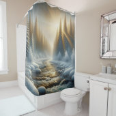 Rideaux De Douche "Scène de la rivière Sunlit Winter" (En situation)
