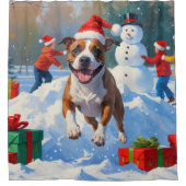 Rideaux De Douche Scène de Noël de Bull Terrier (Devant)