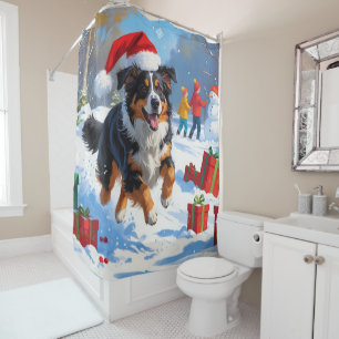 Rideaux De Douche Scène de Noël du berger australien