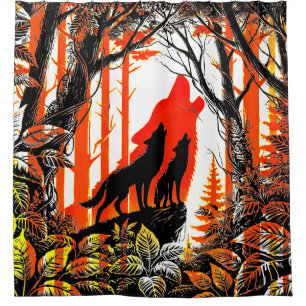 Rideaux De Douche Scène des Loups Hurleurs