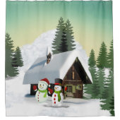Rideaux De Douche Scène des neiges de Noël (Devant)
