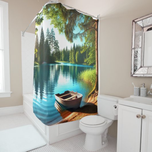 Rideaux De Douche Scène du lac (En situation)