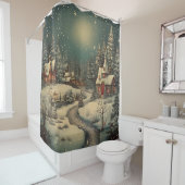 Rideaux De Douche "Scène du village de Noël enneigé" (En situation)