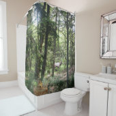 Rideaux De Douche Scène Forestière Avec Chipmunk Et Elk (En situation)