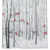 Rideaux De Douche Scène hivernale avec cerfs et oiseaux (Devant)