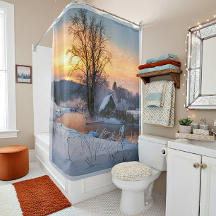 Rideaux De Douche Scène hivernale Noël personnalisé Vacances